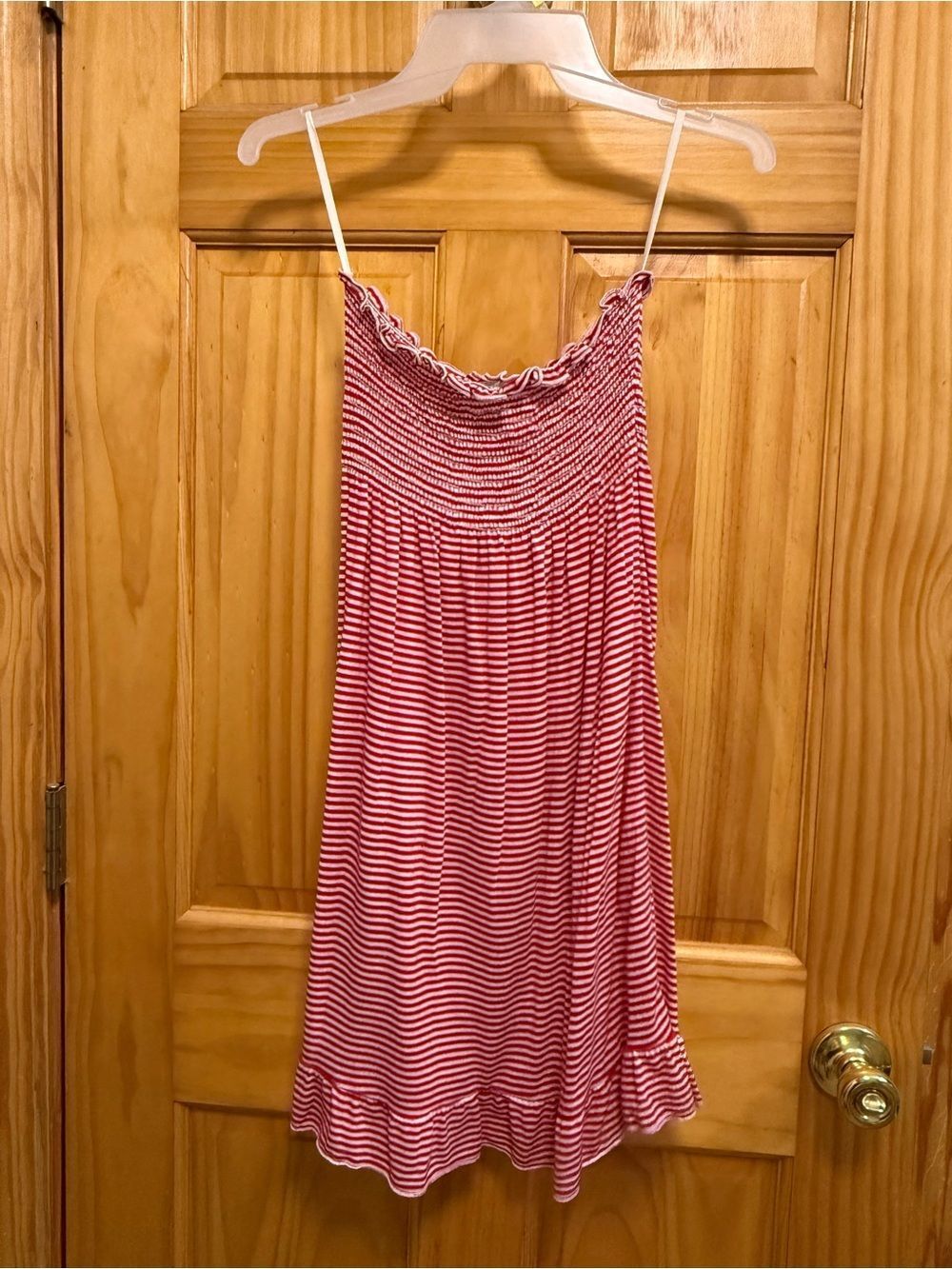 VTG. Karlie Red & White Striped Smocked Sundress size S
